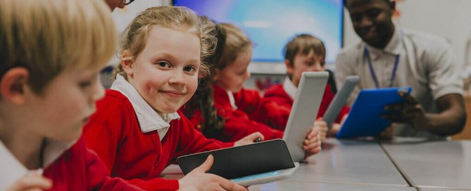 Group of primary school students using Mathletics