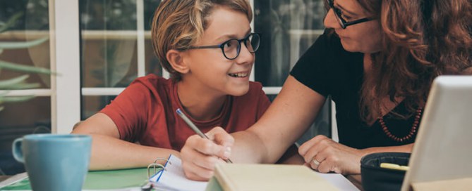 Parent homeschooling their child
